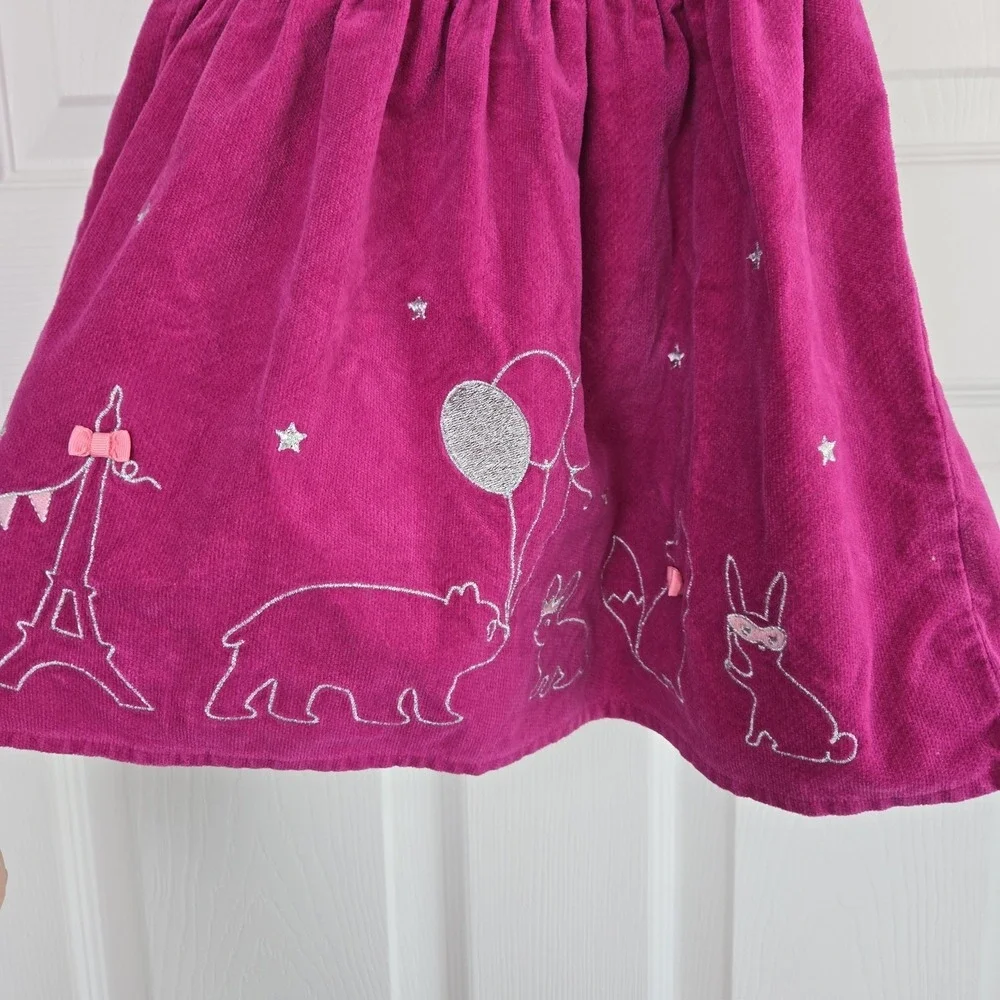 Gymboree Girls Fuchsia Pink Animal Party Dress Starry Night Paris Size 2T Cotton